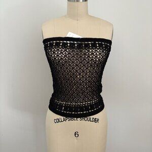 Dicrochet Women's Black Crochet Knit Tube Top One Size NWT